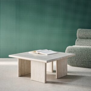 wohnli-moebel-suche-M26008135-1 Quadratischer Couchtisch mit Travertinlook 80 x 80 cm 80x36x80cm Spanplatte Weiß sweeek Möbel Wohnzimmermöbel Couchtische