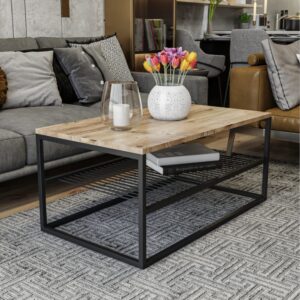 wohnli-moebel-suche-M26008220-1 Couchtisch im Industrial-Stil mit Ablage 95x42x55cm Metall Braun Concept Usine Möbel Wohnzimmermöbel Couchtische