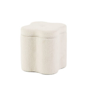 Wohnli Möbelsuche - Aufbewahrungs-Pouf Teddy-Stoff weiß