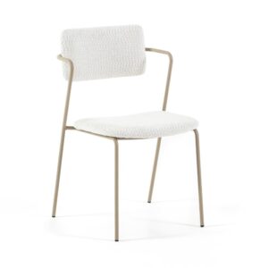 wohnli-moebel-suche-M26008614 Wohnli Möbelsuche - 2er-Set Stühle aus weißem Bouclé-Stoff mit Beinen champagne