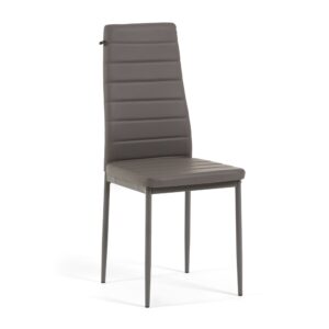 Wohnli Möbelsuche - 2er-Set Stühle aus Kunstleder taupe mit Metallbeinen