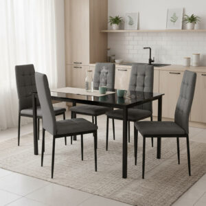 2er-Set Stühle aus grauem Stoff mit Metallbeinen 50x98x41cm Stoff Grau Siediti Fuori e Dentro Möbel Esszimmermöbel Stühle