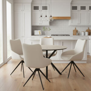 wohnli-moebel-suche-M26008652-1 2er-Set gepolsterte Stühle aus weißem Stoff mit Metallbeinen 59x89x57cm Stoff Weiß Siediti Fuori e Dentro Möbel Esszimmermöbel Stühle
