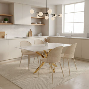 wohnli-moebel-suche-M26008653-1 2er-Set Stühle aus Resin Flechtoptik mit Metallbeinen creme 55x80x47cm Harz Beige Siediti Fuori e Dentro Möbel Esszimmermöbel Stühle