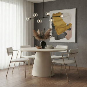 wohnli-moebel-suche-M26008660-1 Runder Tisch Ø120cm aus MDF mit Zementoptik ecru 120x77x120cm Spanplatte Weiß Siediti Fuori e Dentro Möbel Esszimmermöbel Esstische