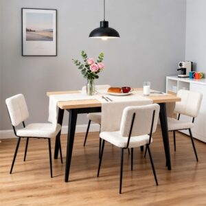 wohnli-moebel-suche-M26009631-1 4er-Set Esszimmerstühle Bouclé Industrie Weiß 48x81x49cm Stoff Weiß Meubles Cosy Möbel Esszimmermöbel Stühle
