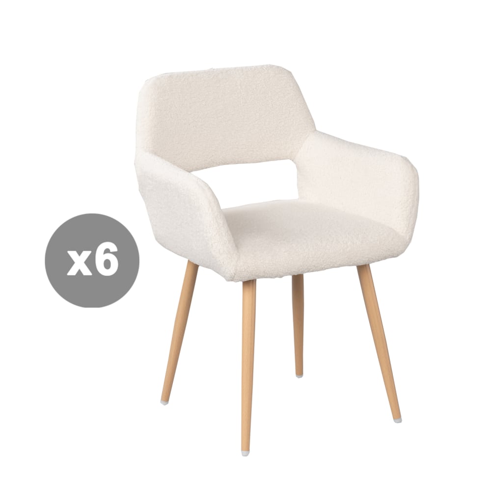 Wohnli Möbelsuche - 6er-Set Esszimmerstühle mit French-Terry-Stoff skandinavisch