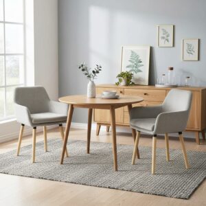 wohnli-moebel-suche-M26009653-1 2er-Set Esszimmerstühle Cordstoff skandinavischer Stil Hellgrau 54x77x53cm Stoff Grau Meubles Cosy Möbel Esszimmermöbel Stühle