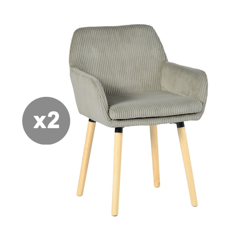 wohnli-moebel-suche-M26009653 Wohnli Möbelsuche - 2er-Set Esszimmerstühle Cordstoff skandinavischer Stil Hellgrau
