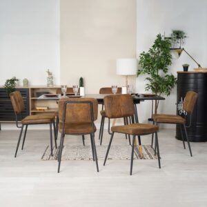 wohnli-moebel-suche-M26009654-1 6er-Set Esszimmerstühle Vintage Retro Stil Metallgestell Braun 45x82x54cm Stoff Braun Meubles Cosy Möbel Esszimmermöbel Stühle