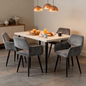 wohnli-moebel-suche-M26009655-1 4er-Set Esszimmerstühle gepolstert Metallbeine Skandinavisch Grau 54x78x53cm Stoff Grau Meubles Cosy Möbel Esszimmermöbel Stühle