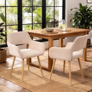 wohnli-moebel-suche-M26009656-1 2er-Set Esszimmerstühle Cordstoff Metallbeine skandinavisch Beige 54x78x53cm Stoff Beige Meubles Cosy Möbel Esszimmermöbel Stühle