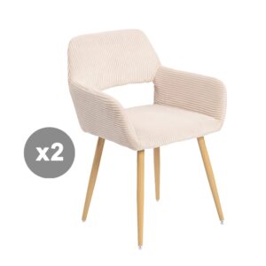 wohnli-moebel-suche-M26009656 Wohnli Möbelsuche - 2er-Set Esszimmerstühle Cordstoff Metallbeine skandinavisch Beige