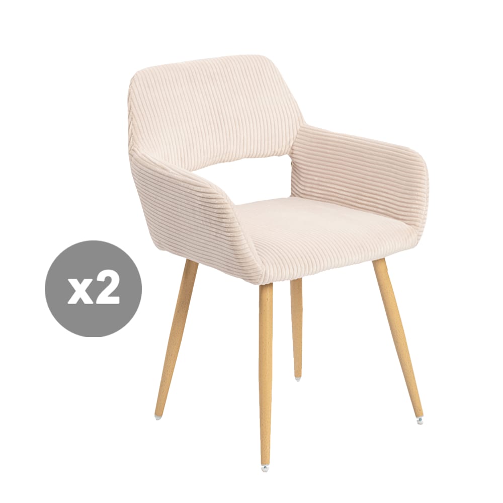 wohnli-moebel-suche-M26009656 Wohnli Möbelsuche - 2er-Set Esszimmerstühle Cordstoff Metallbeine skandinavisch Beige