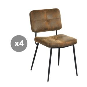 wohnli-moebel-suche-M26009681 Wohnli Möbelsuche - 4er-Set Esszimmerstühle Vintage Retro Stil Metallgestell Braun