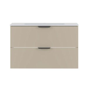 Einzelner Unterbauwaschtisch 80cm Melamin Kaschmir 80x50x46cm Spanplatte Beige Petits meubles Möbel Badezimmermöbel Waschtische