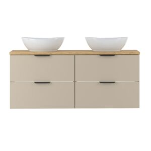 wohnli-moebel-suche-M26009705-1 Doppelwaschtisch 120cm Melamin Kaschmir und Holz 121x52x47cm Spanplatte Beige Petits meubles Möbel Badezimmermöbel Waschtische