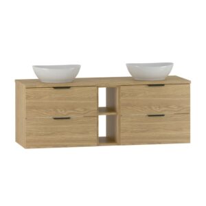 wohnli-moebel-suche-M26009707 Wohnli Möbelsuche - Doppelwaschtisch 140cm 2 Nischen Melamin Holz
