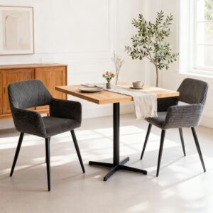 wohnli-moebel-suche-M26009714-1 2er-Set Esszimmerstühle gepolstert Metallbeine Skandinavisch Grau 54x78x53cm Stoff Grau Meubles Cosy Möbel Esszimmermöbel Stühle
