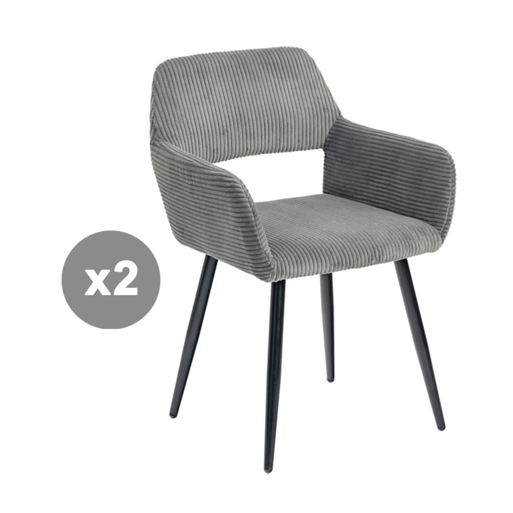 wohnli-moebel-suche-M26009714 Wohnli Möbelsuche - 2er-Set Esszimmerstühle gepolstert Metallbeine Skandinavisch Grau