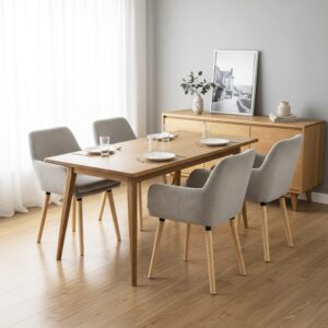 wohnli-moebel-suche-M26009727-1 4er-Set Esszimmerstühle Cordstoff skandinavischer Stil Hellgrau 54x77x53cm Stoff Grau Meubles Cosy Möbel Esszimmermöbel Stühle