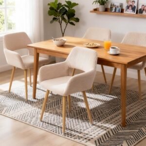 wohnli-moebel-suche-M26009746-1 4er-Set Esszimmerstühle Cordstoff Metallbeine skandinavisch Beige 54x78x53cm Stoff Beige Meubles Cosy Möbel Esszimmermöbel Stühle