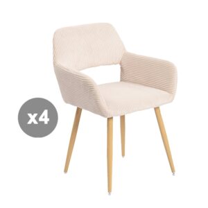 wohnli-moebel-suche-M26009746 Wohnli Möbelsuche - 4er-Set Esszimmerstühle Cordstoff Metallbeine skandinavisch Beige