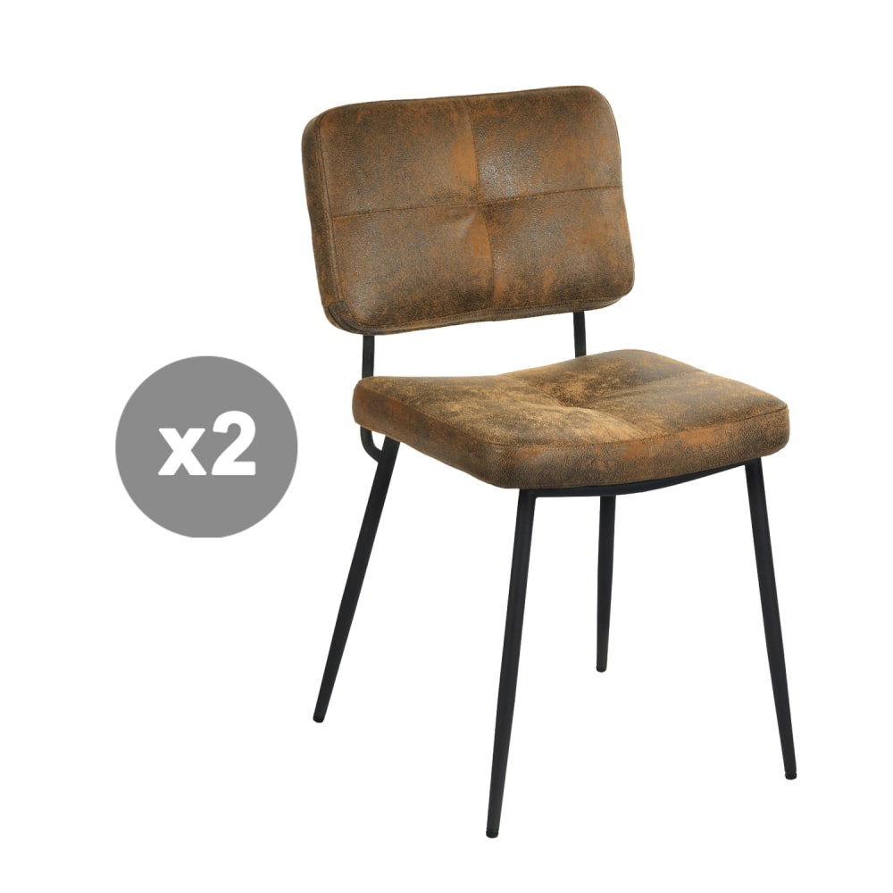 wohnli-moebel-suche-M26009747 Wohnli Möbelsuche - 2er-Set Esszimmerstühle Vintage Retro Stil Metallgestell Braun