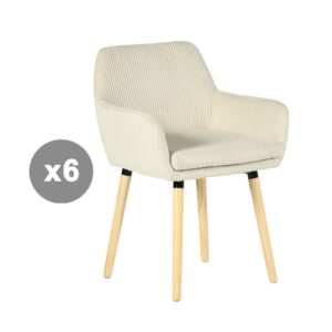 wohnli-moebel-suche-M26009752 Wohnli Möbelsuche - 6er-Set Esszimmerstühle Cordstoff skandinavischer Stil Beige