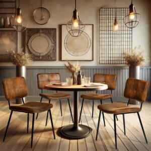wohnli-moebel-suche-M26009753-1 4er-Set Esszimmerstühle Retro-Vintage Stoffbezug Braun 48x81x49cm Stoff Braun Meubles Cosy Möbel Esszimmermöbel Stühle