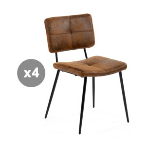 wohnli-moebel-suche-M26009753 Wohnli Möbelsuche - 4er-Set Esszimmerstühle Retro-Vintage Stoffbezug Braun