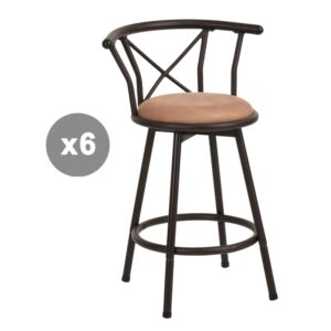wohnli-moebel-suche-M26009775 Wohnli Möbelsuche - 6er-Set Barstühle Industrie Drehbar Sitzhöhe 63 cm Braun