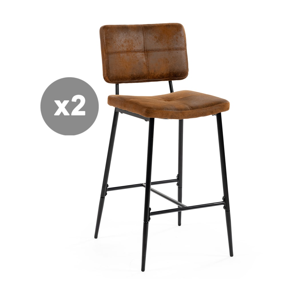 wohnli-moebel-suche-M26009776 Wohnli Möbelsuche - 2er-Set Barstühle Retro Vintage Polyester Fabric Braun