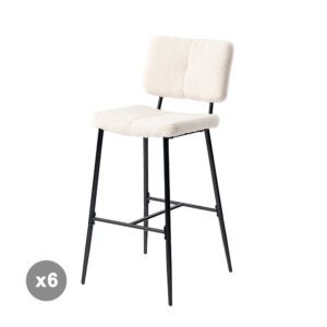 wohnli-moebel-suche-M26009779 Wohnli Möbelsuche - 6er-Set Barstühle Industriell Bouclé Beige