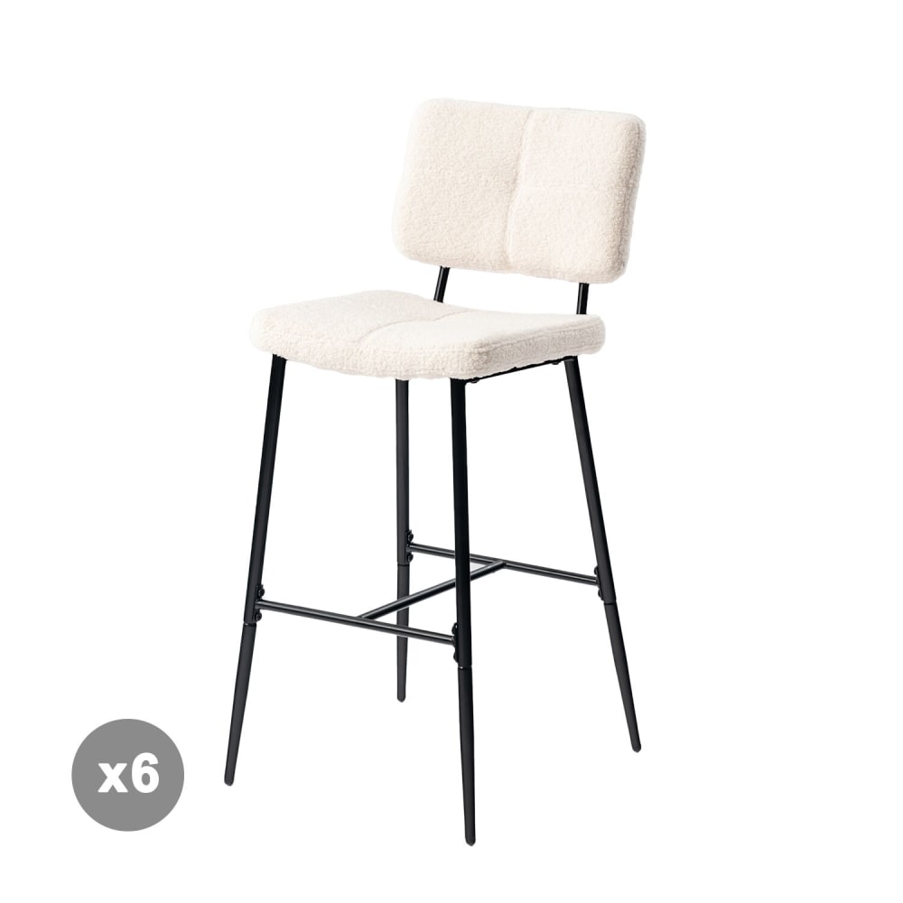 wohnli-moebel-suche-M26009779 Wohnli Möbelsuche - 6er-Set Barstühle Industriell Bouclé Beige