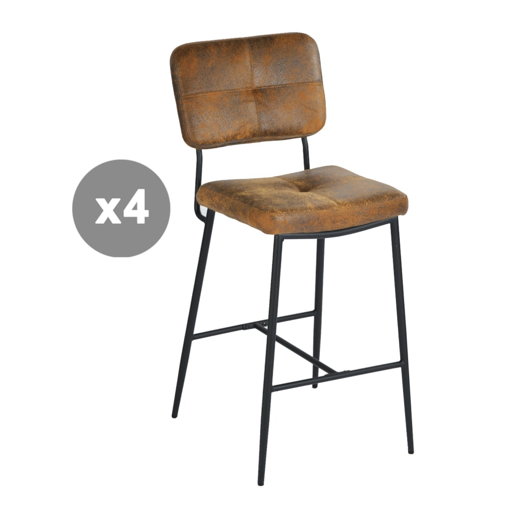 wohnli-moebel-suche-M26009780 Wohnli Möbelsuche - 4er-Set Barstühle Retro Vintage Polyester Fabric Braun