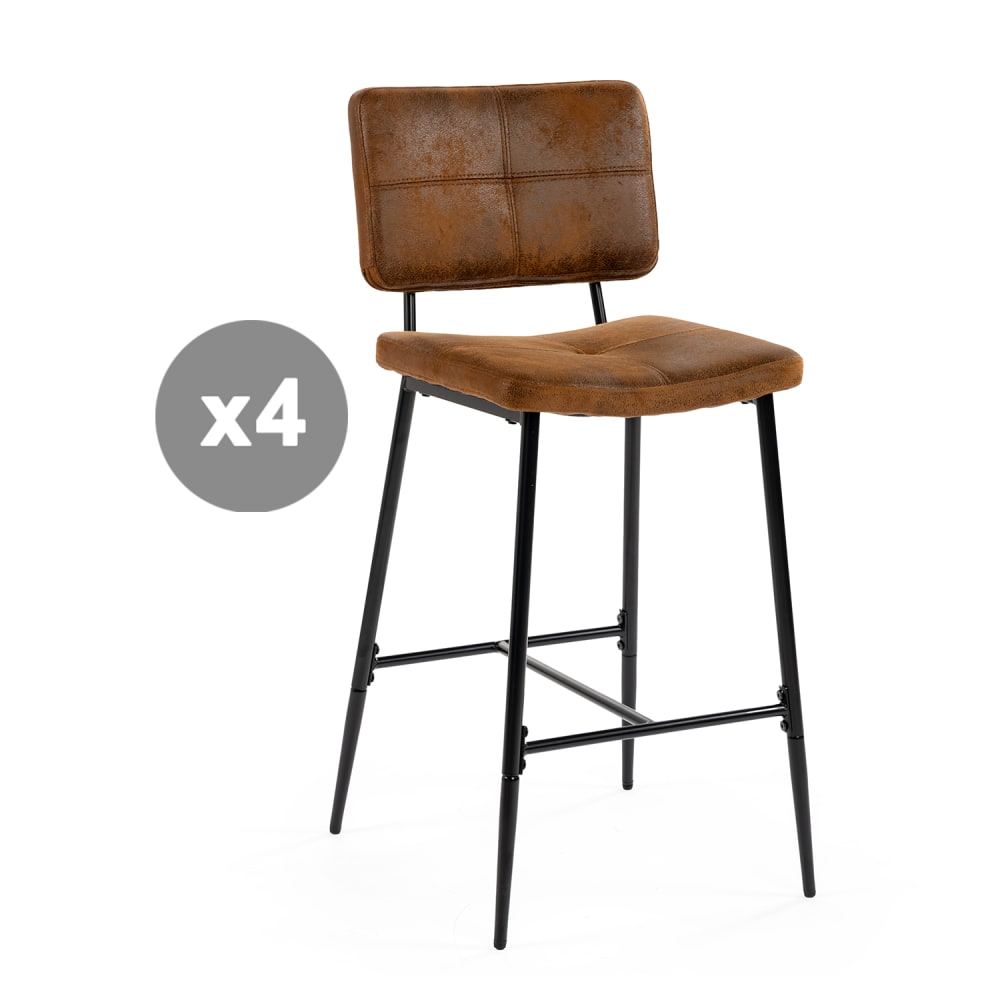 wohnli-moebel-suche-M26009804 Wohnli Möbelsuche - 4er-Set Barstühle Retro Vintage Polyester Fabric Braun
