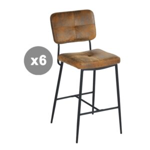 Wohnli Möbelsuche - 6er-Set Barstühle Retro Vintage Polyester Fabric Braun