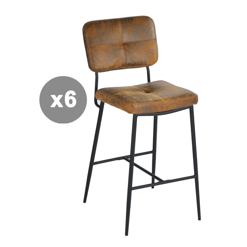 wohnli-moebel-suche-M26009806 Wohnli Möbelsuche - 6er-Set Barstühle Retro Vintage Polyester Fabric Braun