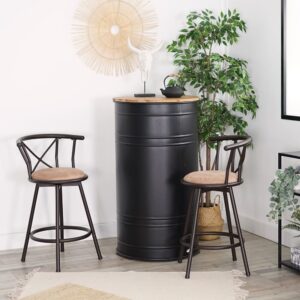 wohnli-moebel-suche-M26010060-1 2er-Set Barstühle Industrie Drehbar Sitzhöhe 63 cm Braun 56x85x39cm Metall Braun Meubles Cosy Möbel Esszimmermöbel Barhocker