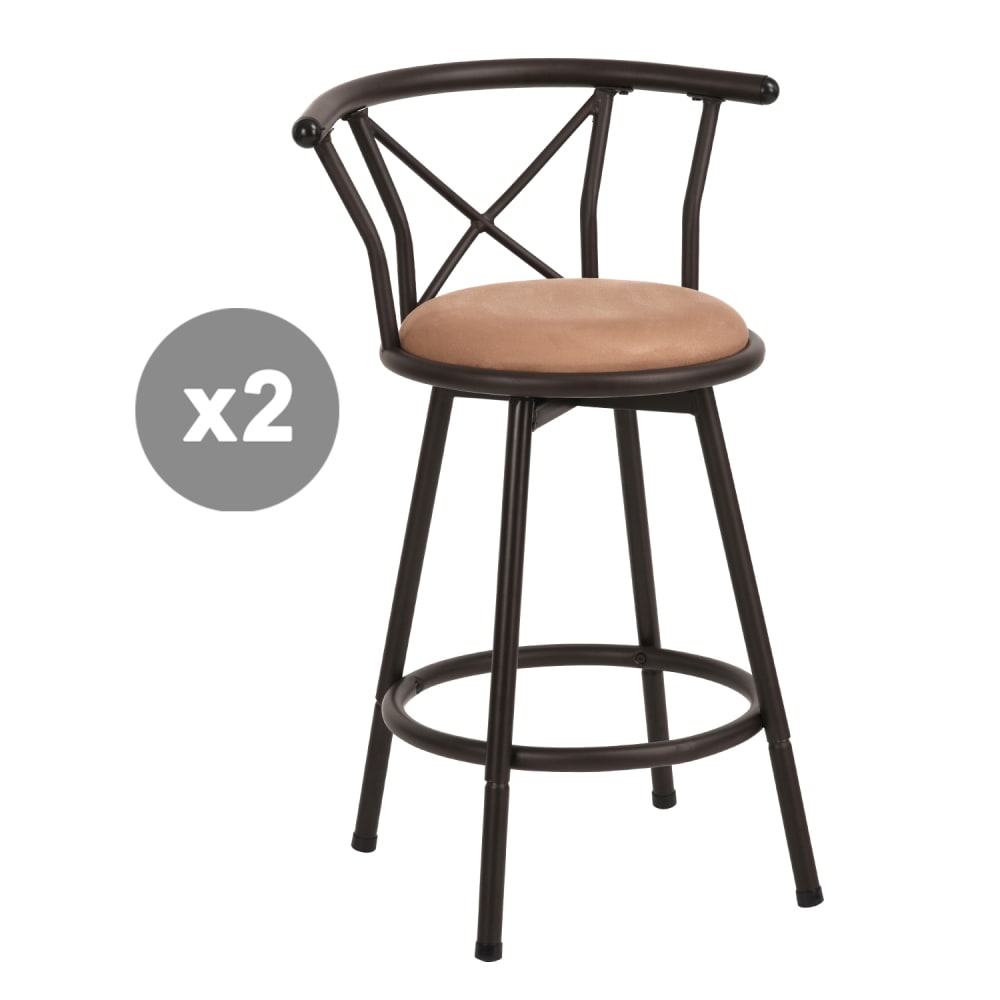 wohnli-moebel-suche-M26010060 Wohnli Möbelsuche - 2er-Set Barstühle Industrie Drehbar Sitzhöhe 63 cm Braun