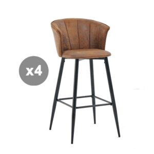 wohnli-moebel-suche-M26010062 Wohnli Möbelsuche - 4er-Set Barstühle Retro-Industrie Mikrofaser Stahl Braun