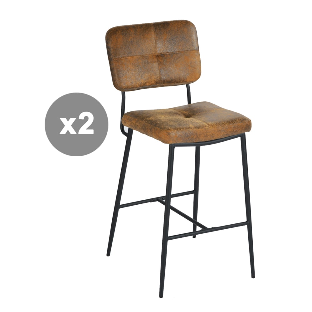 wohnli-moebel-suche-M26010063 Wohnli Möbelsuche - 2er-Set Barstühle Retro Vintage Polyester Fabric Braun