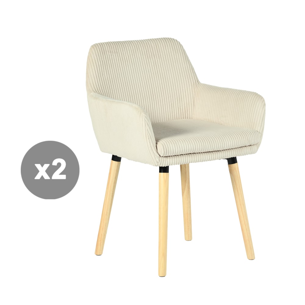 wohnli-moebel-suche-M26010325 Wohnli Möbelsuche - 2er-Set Esszimmerstühle Cordstoff skandinavischer Stil Beige