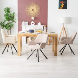 wohnli-moebel-suche-M26010348-1 4er-Set Esszimmerstühle Stoffbezug Armlehnen Metallbeine Beige 58x81x48cm Stoff Beige Meubles Cosy Möbel Esszimmermöbel Stühle