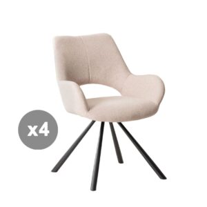 wohnli-moebel-suche-M26010348 Wohnli Möbelsuche - 4er-Set Esszimmerstühle Stoffbezug Armlehnen Metallbeine Beige
