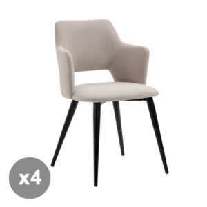 wohnli-moebel-suche-M26010353 Wohnli Möbelsuche - 4er-Set Esszimmerstühle gepolsterte Sitze Stahlbeinen hellbeige