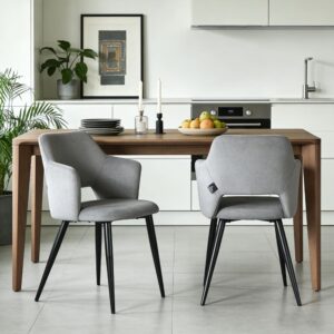 wohnli-moebel-suche-M26010356-1 2er-Set Esszimmerstühle gepolsterte Sitze Stahlbeinen grau 52x78x48cm Stoff Grau Meubles Cosy Möbel Esszimmermöbel Stühle