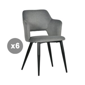 wohnli-moebel-suche-M26010361 Wohnli Möbelsuche - 6er-Set Esszimmerstühle gepolsterte Sitze Stahlbeinen grau