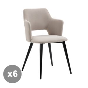 wohnli-moebel-suche-M26010364 Wohnli Möbelsuche - 6er-Set Esszimmerstühle gepolsterte Sitze Stahlbeinen hellbeige
